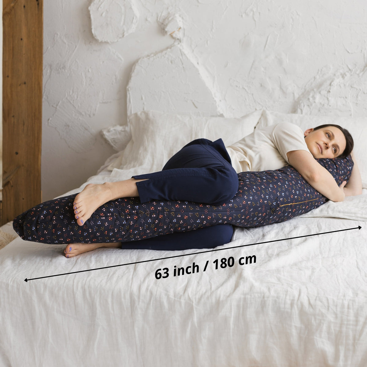 MINICAMP C-Shape Nursing & Pregnancy Pillow with Organic Navy Blue Cover | Kapok or PES Filling
