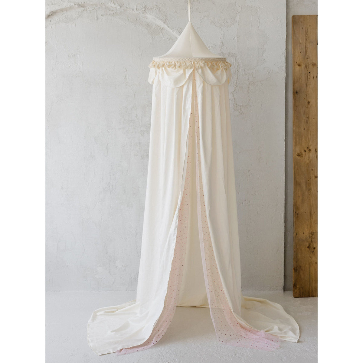 MINICAMP Kids Bed Canopy with Tulle & Tassels in Cream