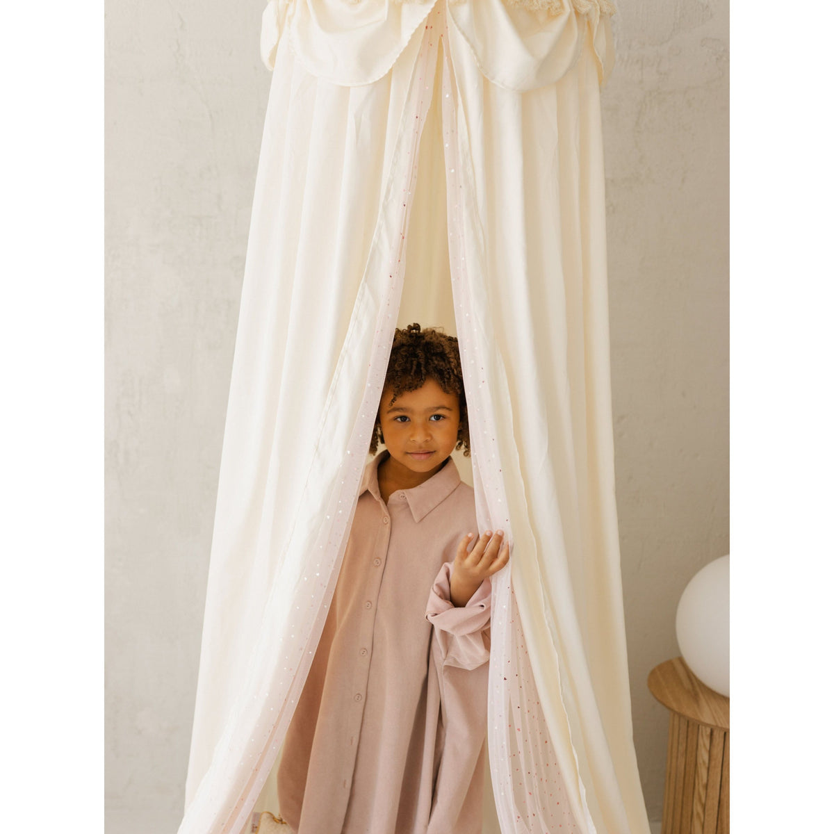 MINICAMP Kids Bed Canopy with Tulle & Tassels in Cream