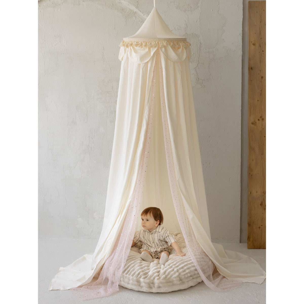 MINICAMP Kids Bed Canopy with Tulle & Tassels in Cream