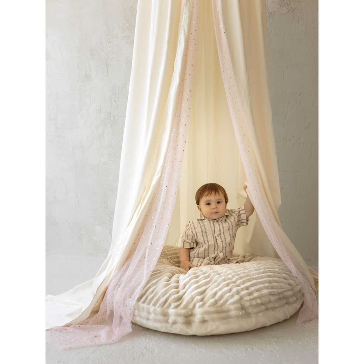 MINICAMP Kids Bed Canopy with Tulle & Tassels in Cream