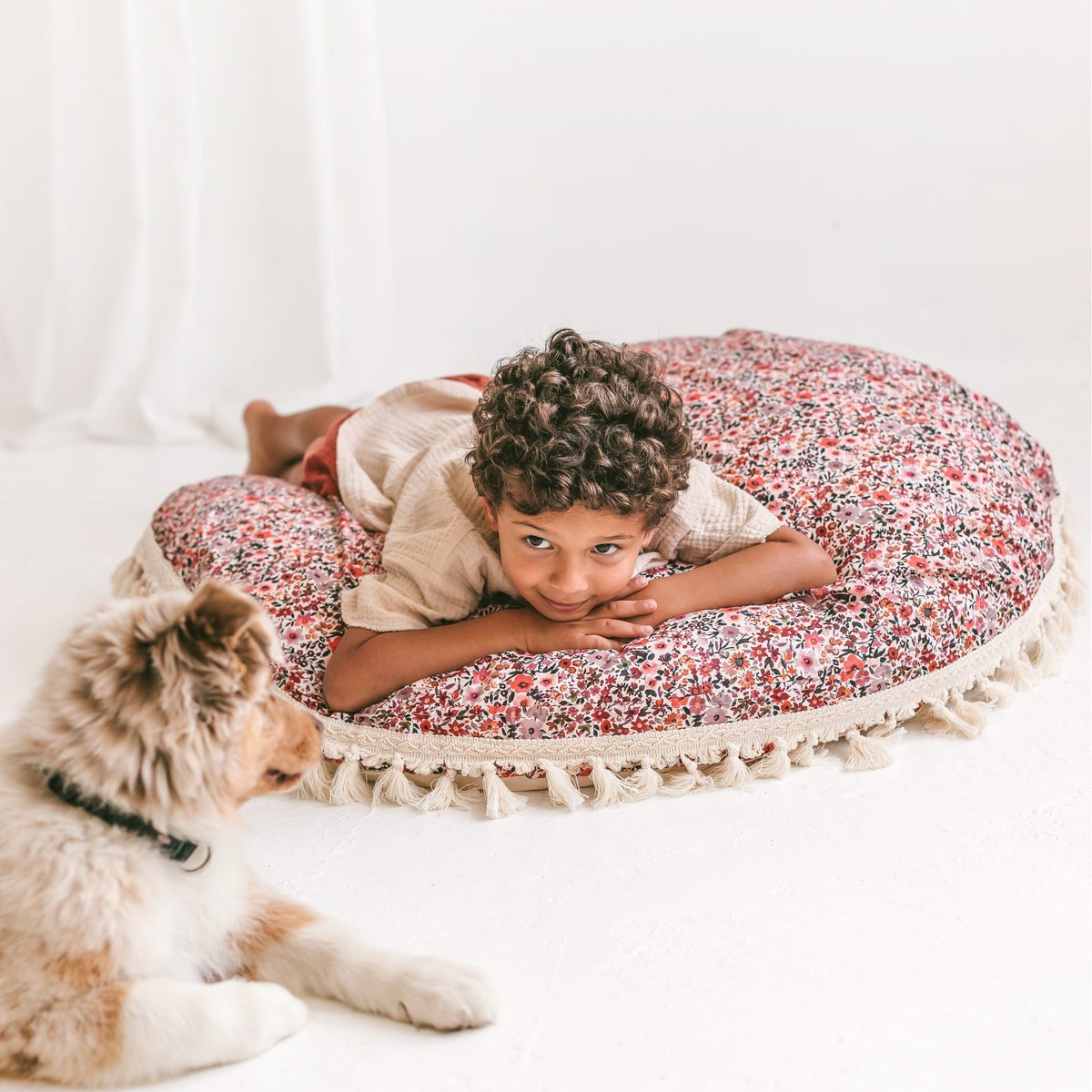 MINICAMP Big Floor Cushion in Rose Flower Pattern