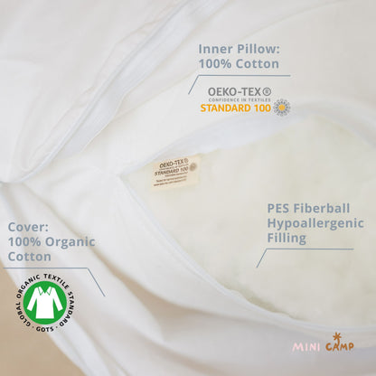 MINICAMP Full Body Pillow for Sleeping & Lumbar Support with Organic Cover in Milk White