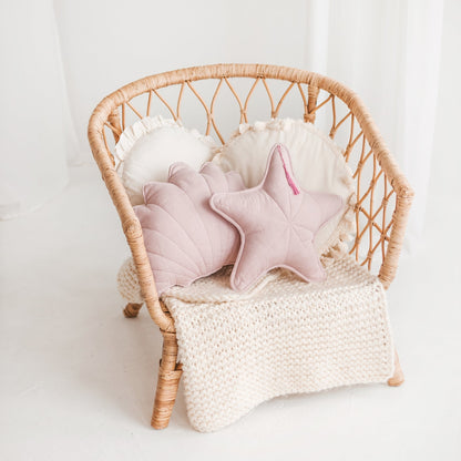 MINICAMP Linen Sea Shell Pillow – Pink Throw Pillow for Coastal & Beach Decor