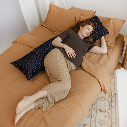 MINICAMP Long Maternity & Lumbar Support Pillow with Organic Cover in Navy Blue