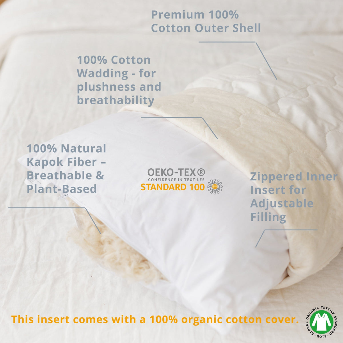 MINICAMP Long Maternity & Lumbar Support Pillow with Organic Cover in Navy Blue