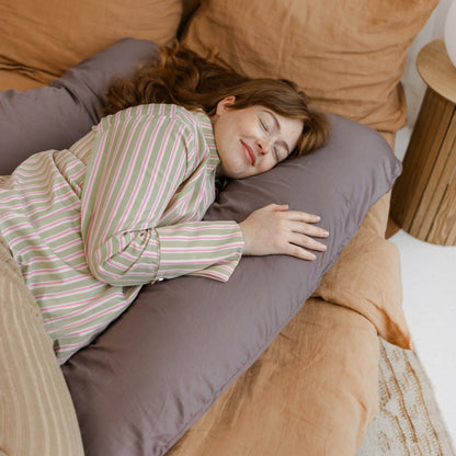 MINICAMP U-Shaped Comfort Pillow with Natural Sateen Cotton Cover in Cacao | Kapok or PES Filling