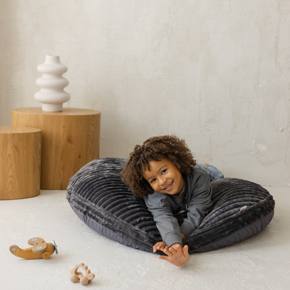 MINICAMP Large Kids Floor Cushion in dark grey corduroy