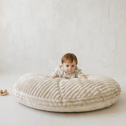 MINICAMP large kids floor cushion with a soft minky corduroy-style fabric in ecru
