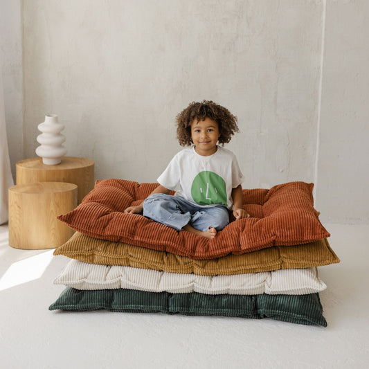 MINICAMP Tufted Corduroy Floor Cushion, French Style Pillow in Terracotta