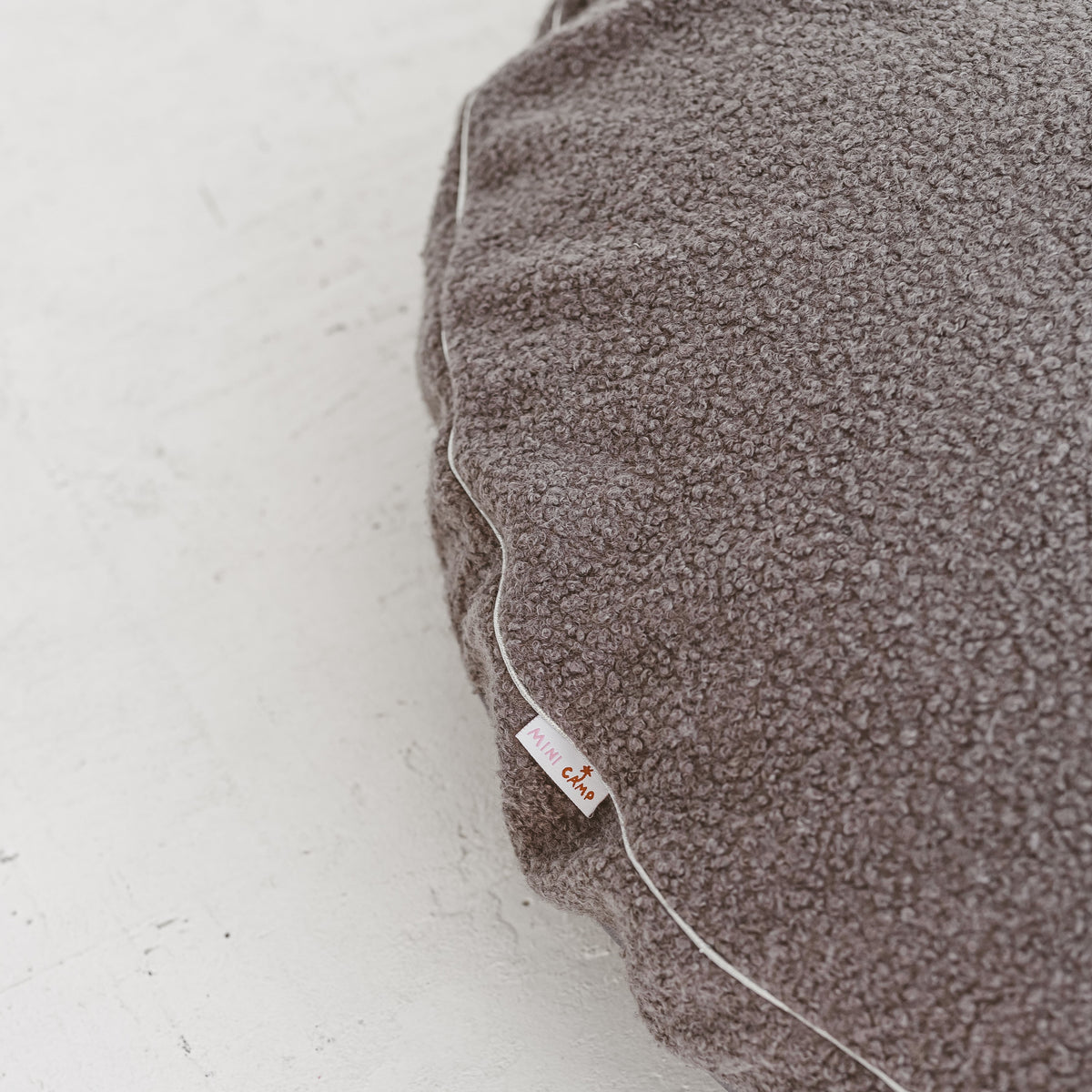 MINICAMP Boucle Fabric Kids Floor Cushion in Grey