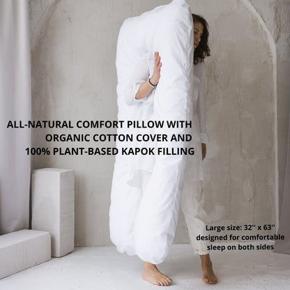MINICAMP U-Shaped Body Pillow with Organic Cover in White | Kapok or PES Filling
