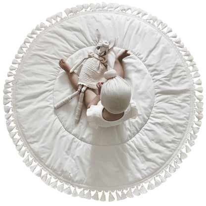 MINICAMP Padded Kids Play Mat in Ecru with Tassels
