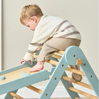 Tutti Bambini Scala Montessori 3-in-1 Pikler Climbing Frame with Climbing Wall - Ocean Stone