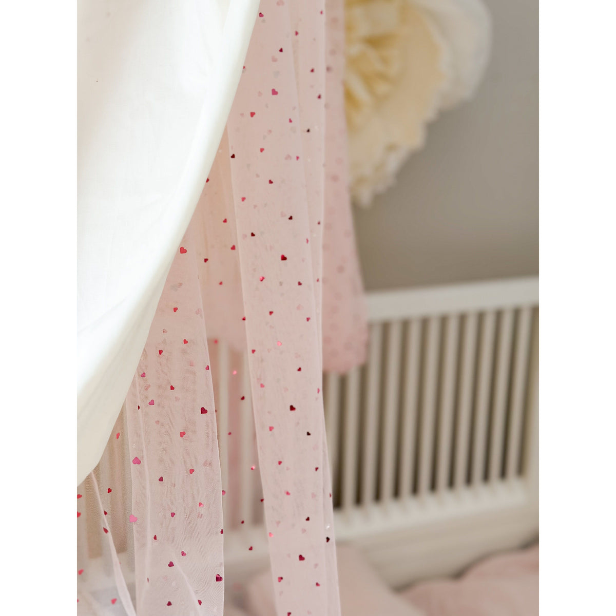 MINICAMP Kids Bed Canopy with Tulle & Tassels in Cream