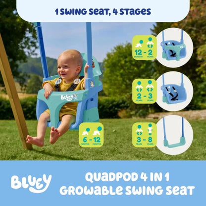 TP Treehouse Set with Slide & Bluey Quadpod Single Swing