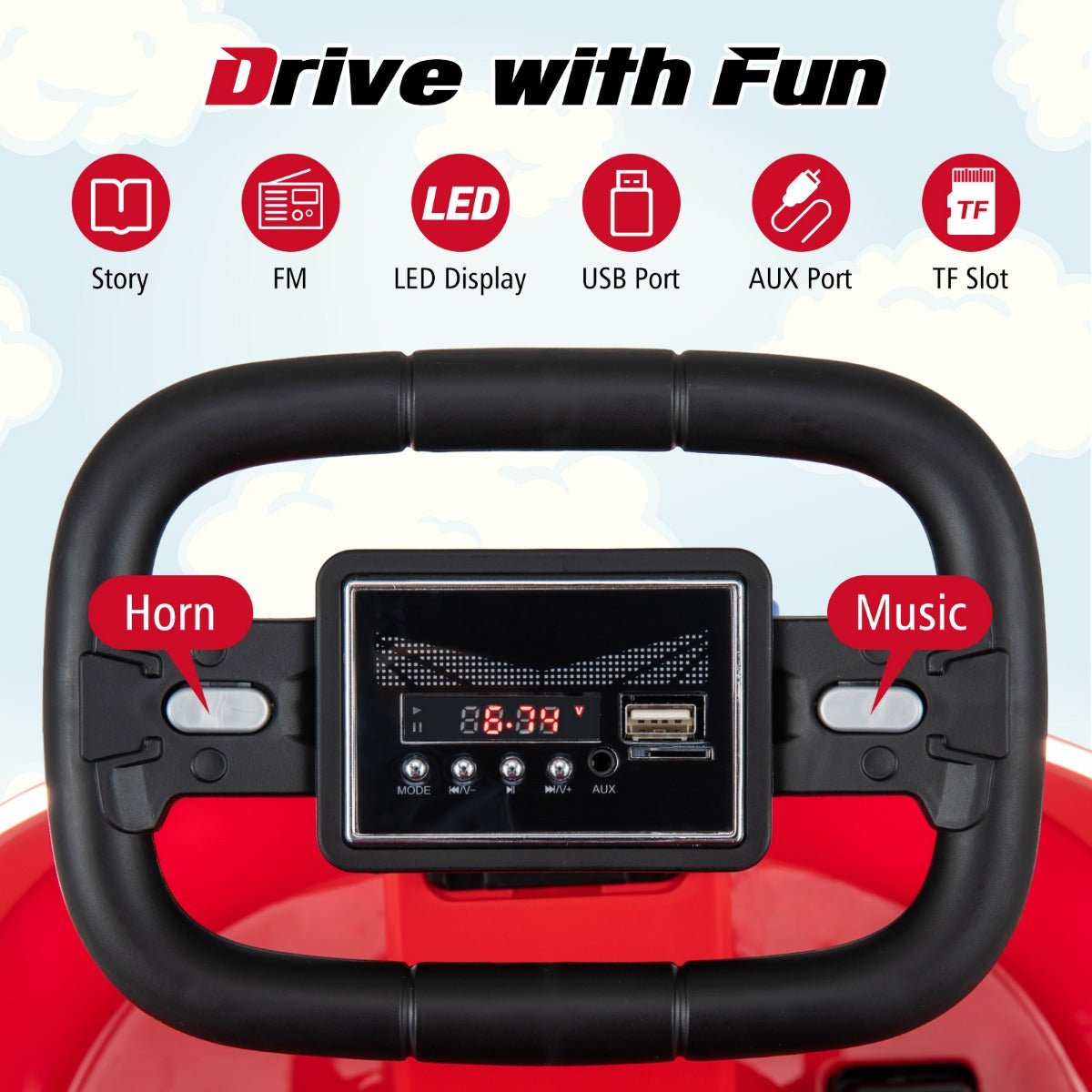 Electric kids Ride-on Bumper Car with 360° Spinning and Dual Motors-Red