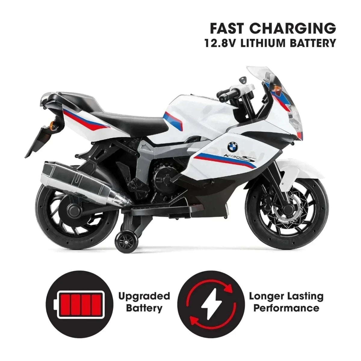 Xootz BMW 12.8V Electric Motorbike Ride On with Lithium Battery - White