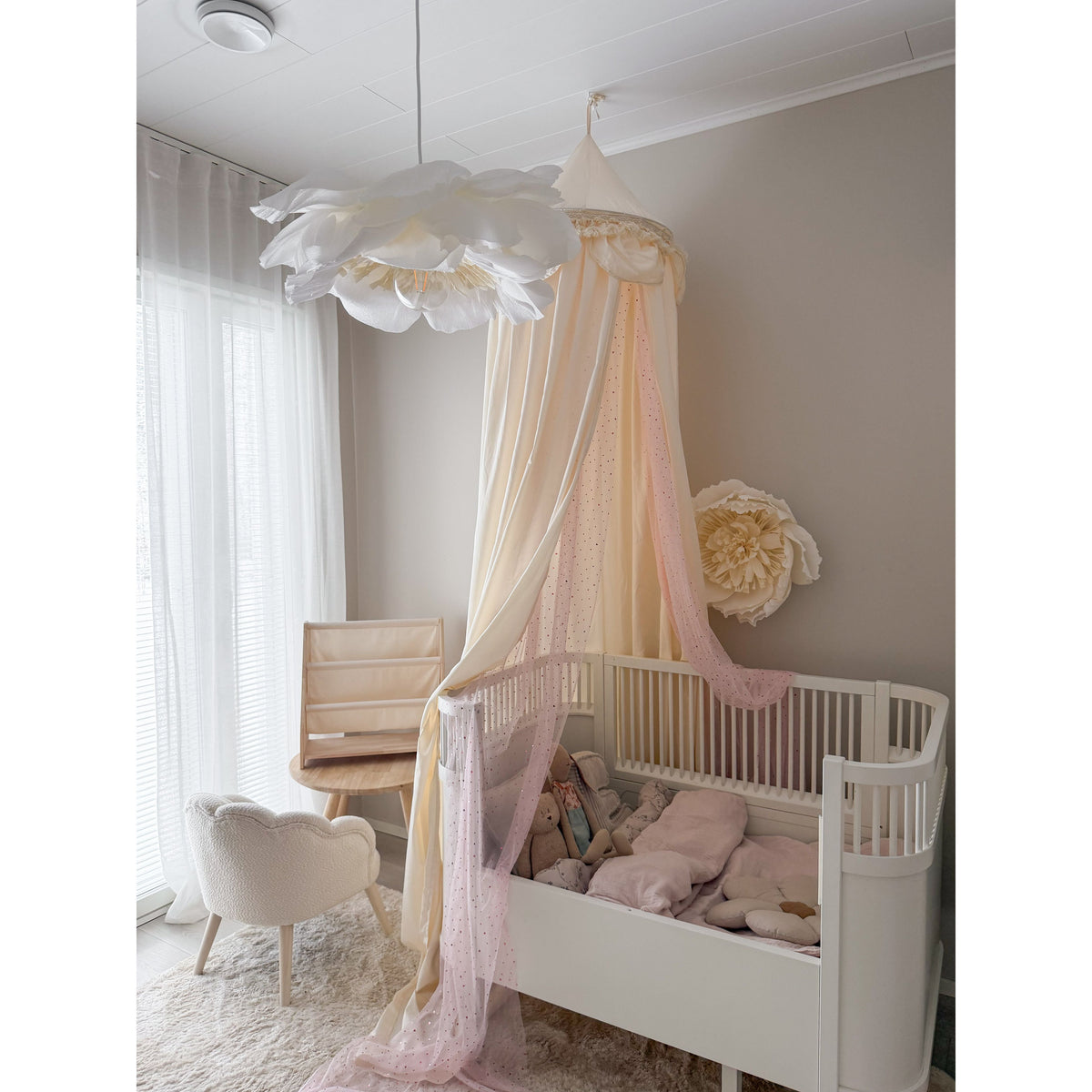 MINICAMP Kids Bed Canopy with Tulle & Tassels in Cream